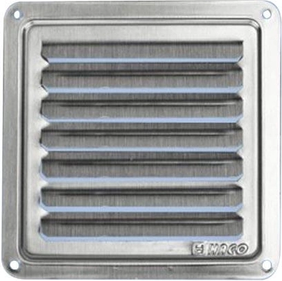 Ventilacijska rešetka od nehrđajućeg čelika 100 × 100 mm s fiksnim žaluzinama