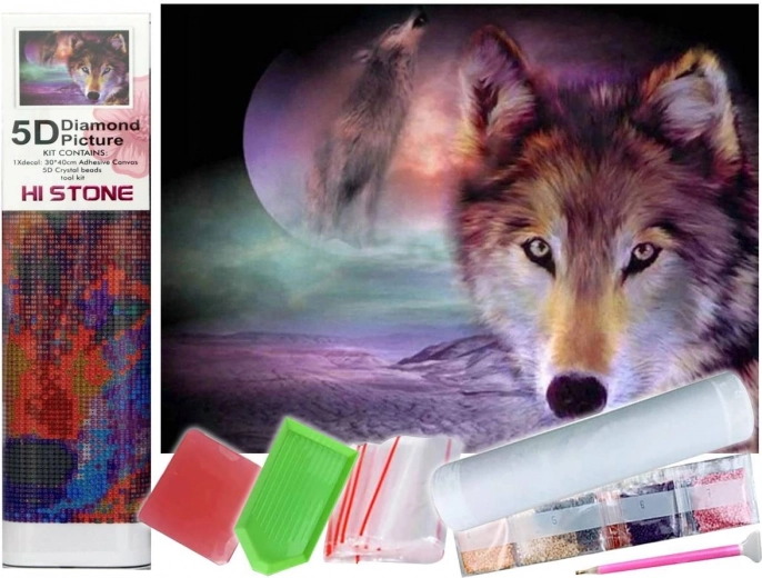 Dijamantno slikanje vučji pogled 30x40 cm