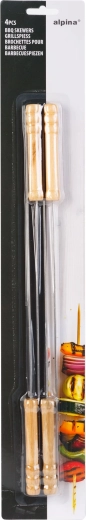 Set of Grill Skewers with Wooden Handles, 4 Pieces