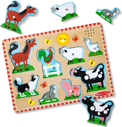 Drvene zvučne umetanke – puzzle Životinje s farme Melissa & Doug