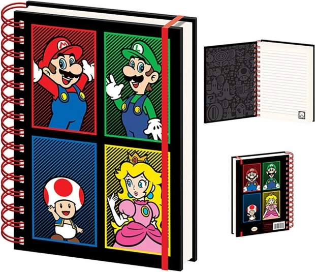 Spiralni blok A5 SUPER MARIO – crtan, 4 boje