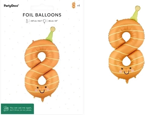 Folijski balon broj 8 narančasti 86 cm