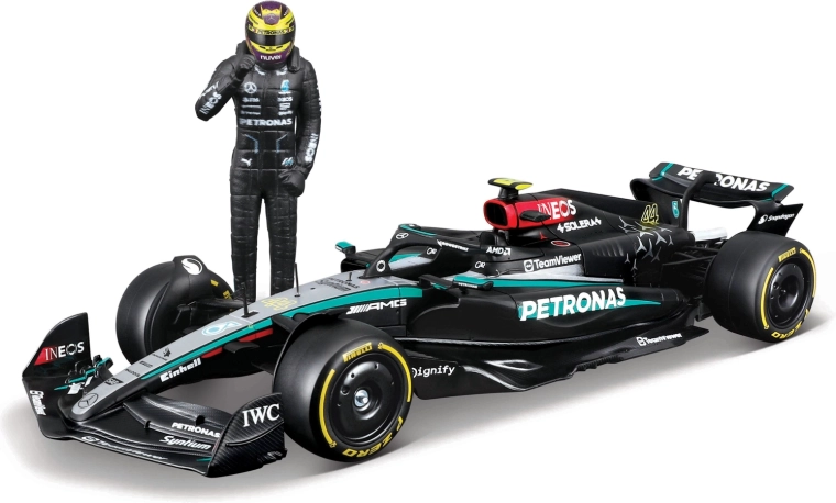 Bburago model F1 Mercedes-AMG Petronas W15 2024 Lewis Hamilton 1:24 s figurom vozača