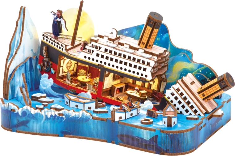 2Kids Toys 3D drvena slagalica minijaturna scena Titanic - 1 komad