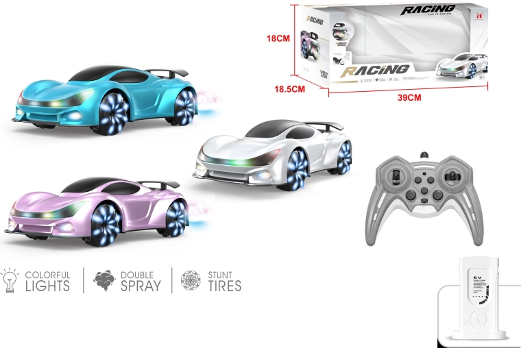 RC electric remote-controlled car with effects 24 cm - blue - 1 piece