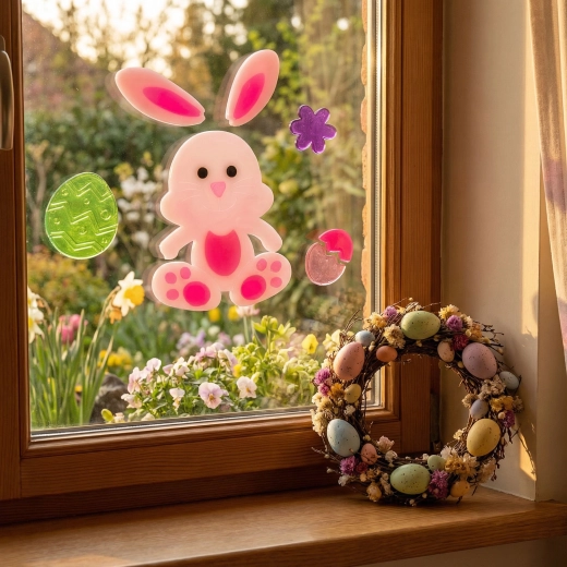 Easter gel sticker with a bunny 19 × 19 cm