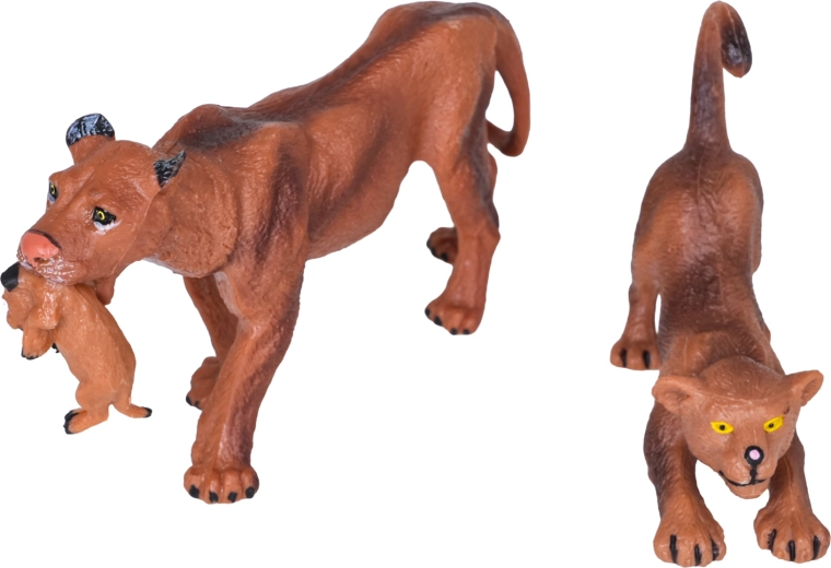 Realistic lioness and lion cub figurines