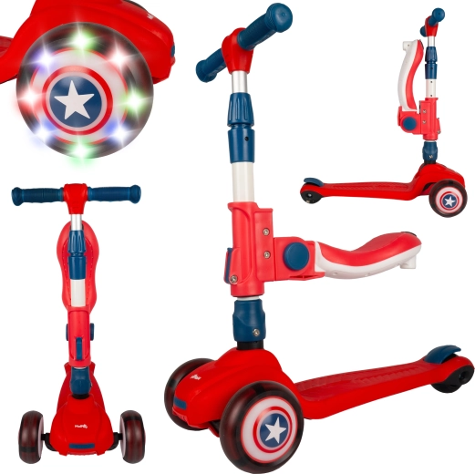 Children's scooter with seat, red and blue
