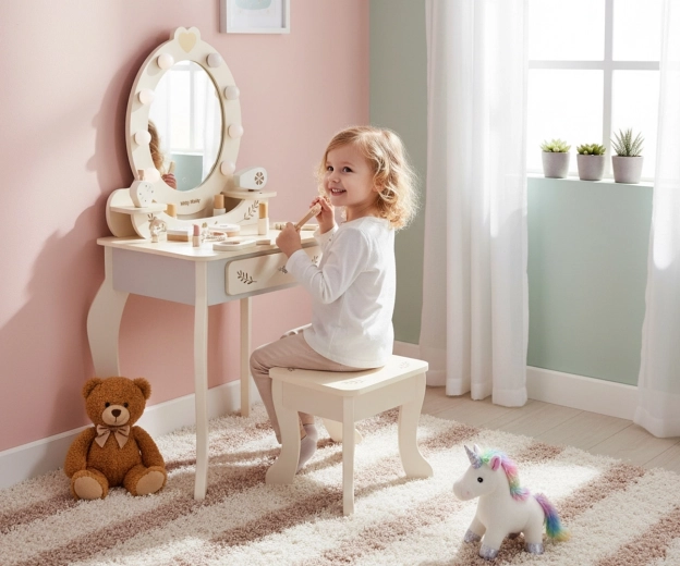 Table and stool for a child’s room