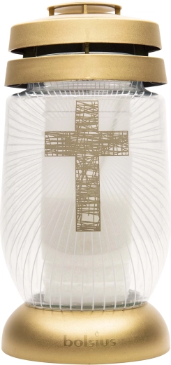 Bolsius Grave Lantern with Gold Cross 22 cm