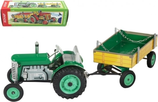 Zeleni traktor Zetor s prikolicom i oprugastim mehanizmom Kovap