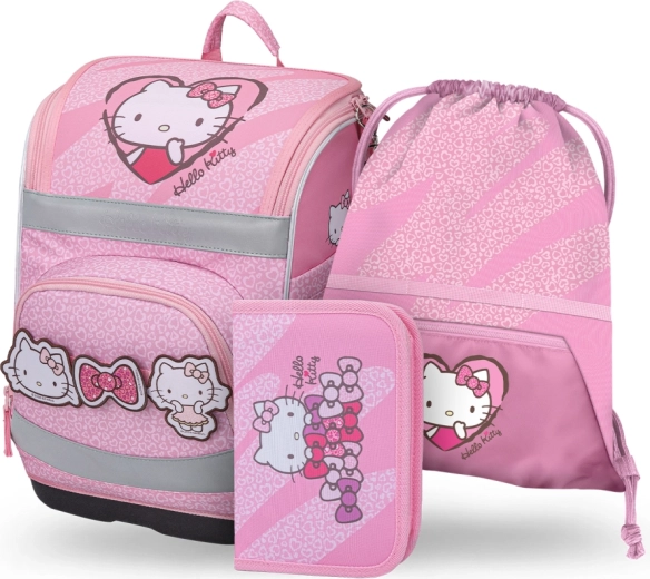 Školski set Baagl Zippy Plus Hello Kitty Sweet Leopard – školska torba, pernica i vrećica