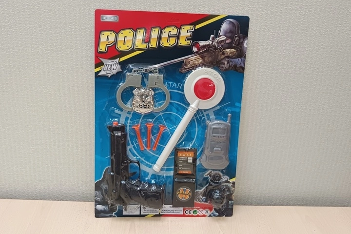 Police set with a stop sign