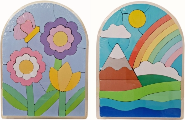 Drvene puzzle sa šarenom slikom - 1 komad