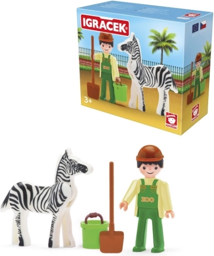 Igráček zookeeper with zebra and accessories