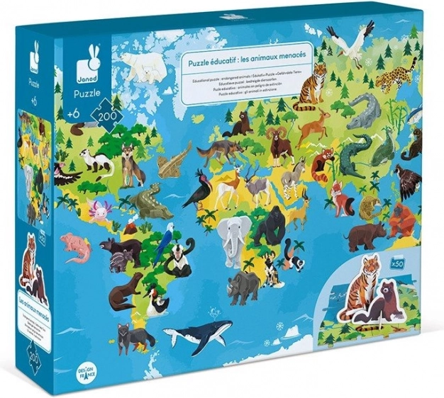 JANOD edukativne puzzle ugrožene životinje, 200 dijelova