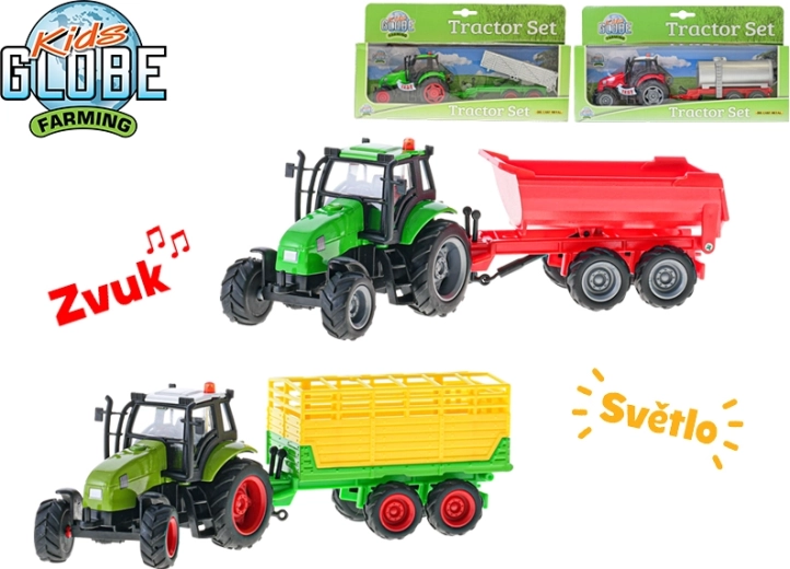 Dječji traktor s prikolicom KIDS GLOBE Farming 25 cm sa svjetlima i zvukovima