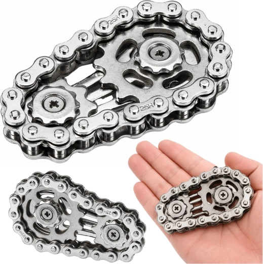 Antistresni fidget spinner – lanac od nehrđajućeg čelika, srebrni