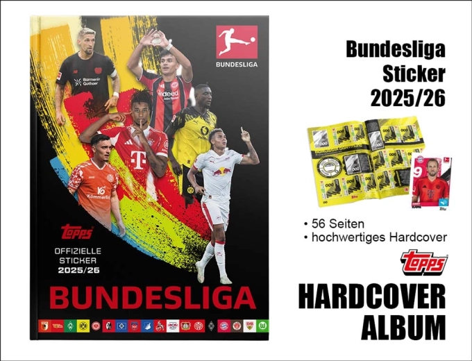 Topps Bundesliga Sticker 2025/2026 kolekcionarski album s tvrdim uvezom (hardcover) - 1 komad