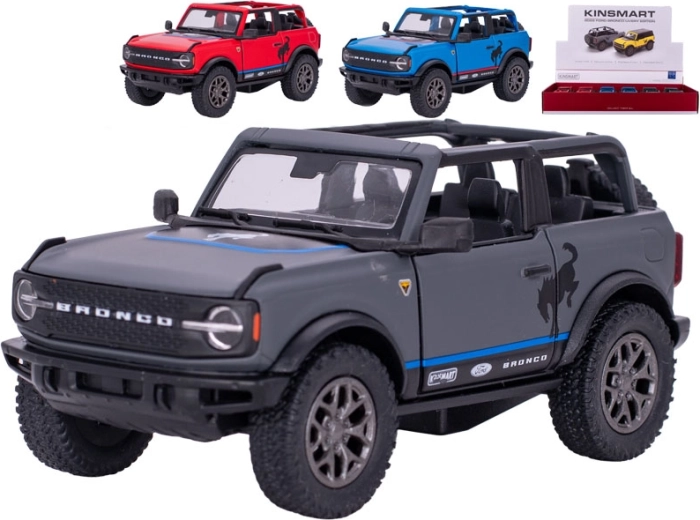 Kinsmart Ford Bronco 2022 metalni model auta s pull-back mehanizmom (13 cm) – mix boja, 12 kom u displeju