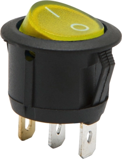 Yellow-Black Round Rocker Switch with Illumination
