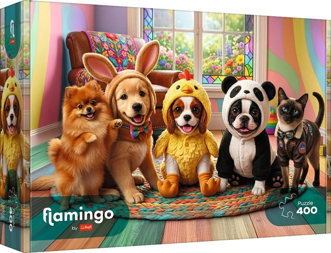 Trefl puzzle Flamingo: Costumes for Puppies 400 pieces