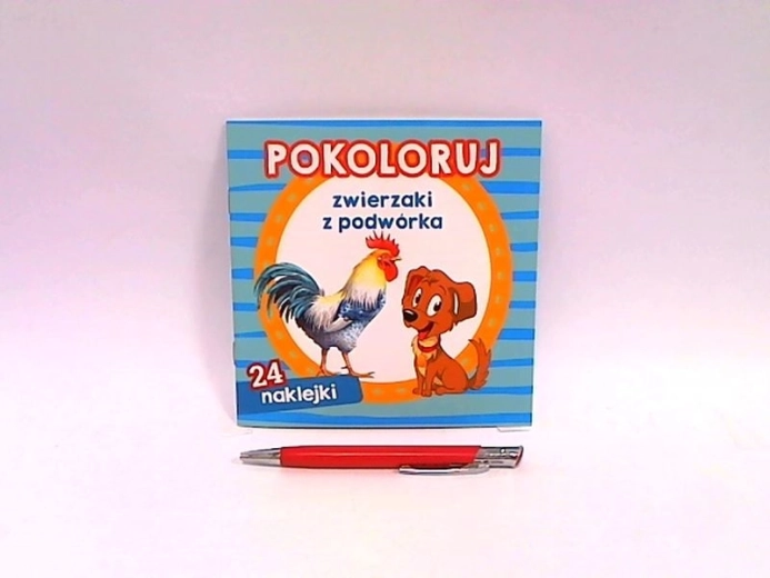 Oboji životinje iz dvorišta – bojanka s naljepnicama