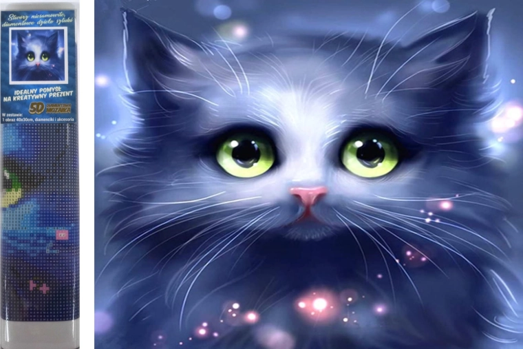 Dijamantno slikanje sivo mače 30 × 40 cm