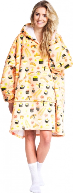 Cozy Noxxiez mikinasta deka s kapuljačom sushi – oversize nosiva deka