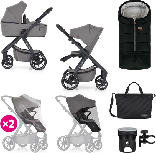 Petite&Mars kombinirana kolica Icon 2u1 dove grey xxl rws