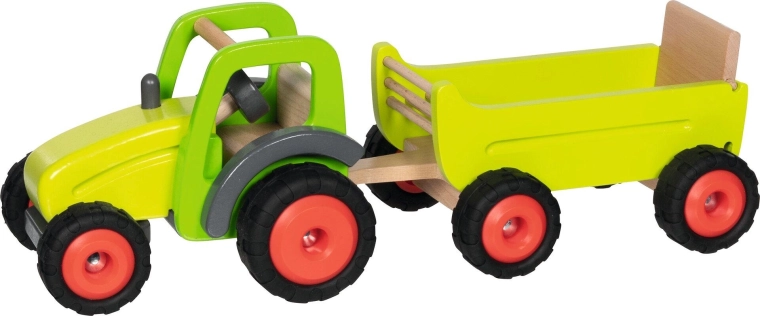 Wooden tractor with trailer Goki Premium