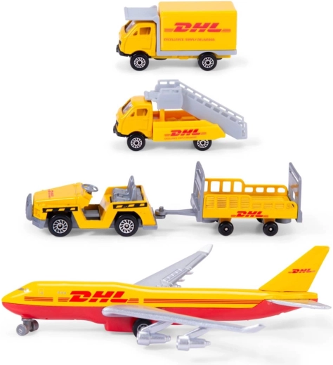 DHL airplane and airport vehicles