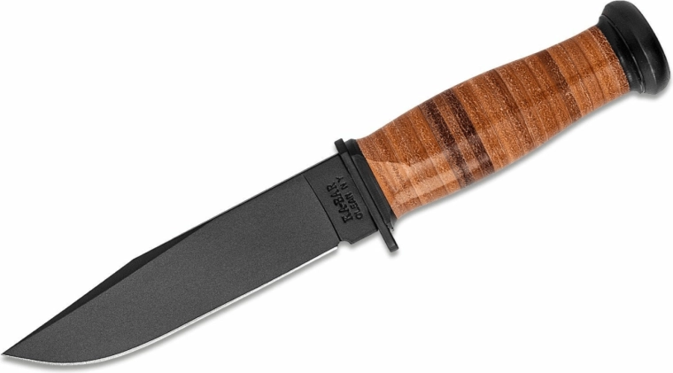 KA-BAR Mark 1 Tactical Knife, 12.8 cm, Black, Leather Handle, Leather Sheath