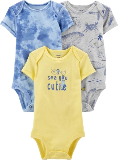Carter's dječji bodi s kratkim rukavima Blue Ocean, 3 kom, veličina 56 (NB)