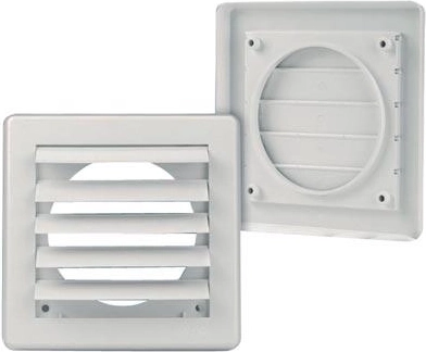 Ventilacijska gravitacijska rešetka 150 × 150 / 100 mm bijela