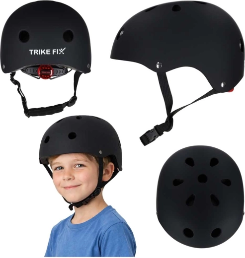 Kids’ bike helmet TRIKE FIX with LED, size S 48–54 cm, black