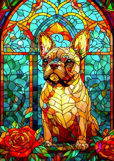 ENJOY puzzle vitraj s francuskim buldogom 1000 dijelova