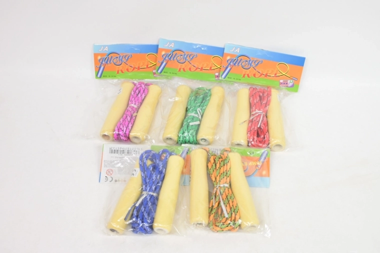 Jump rope with cord and wooden handles