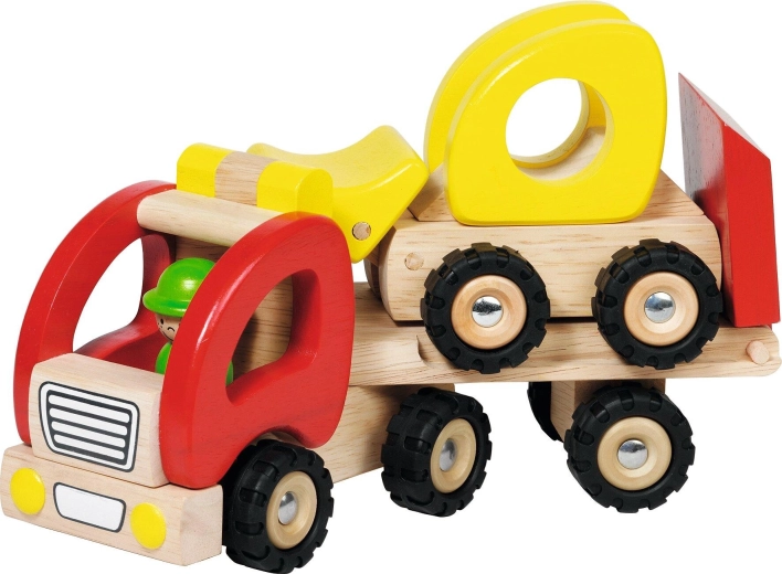 Wooden truck with low-loader trailer and wheel loader Goki - 1 piece