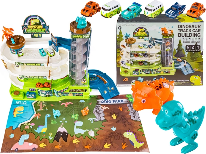 Dino Park – multi-level garage and track with a car lift