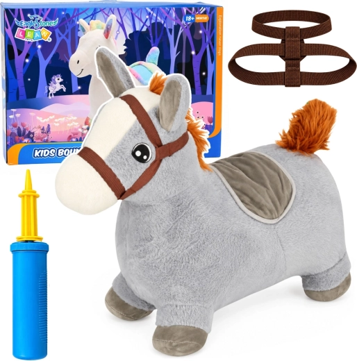 Soft Inflatable Bouncing Horse, Gray, 60 cm