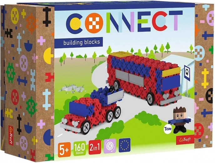 Konstrukcijska set Connect 2u1 autobus i auto s prikolicom Trefl