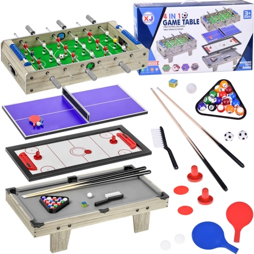 Stolni igraći set 4 u 1 – stolni nogomet, air hockey, ping‑pong i bilijar