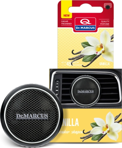 Dr. Marcus car air freshener in speaker shape with vanilla scent