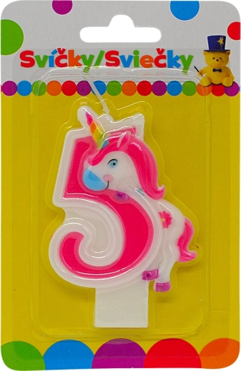 Birthday Candle Unicorn Number 5