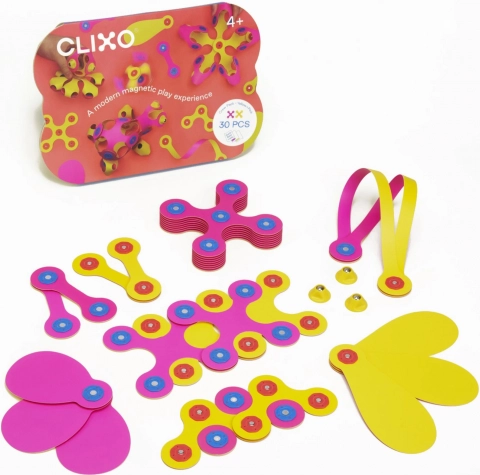 clixo crew pink & yellow magnetski komplet za slaganje 30 kom