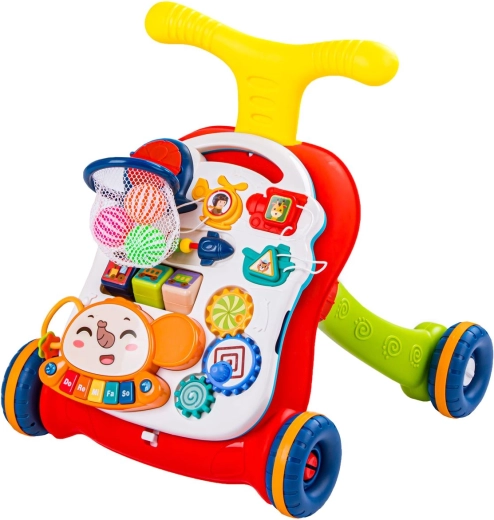 2-in-1: walker for first steps and activity table
