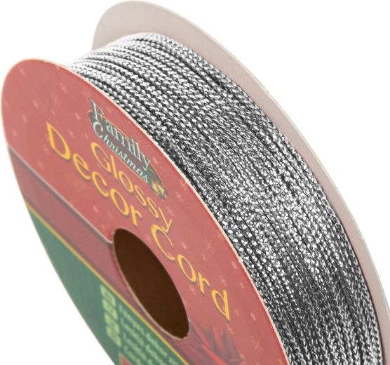 Shiny silver decorative cord 10 m