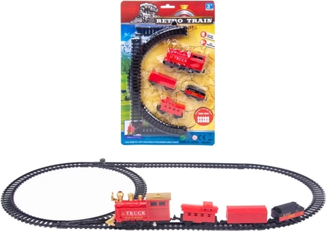Plastic train track set with rails