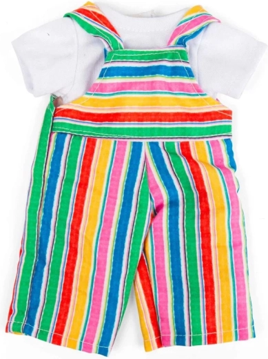 Bigjigs Toys prugaste hlače s tregerima i bijela majica za lutku 28 cm